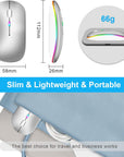 Wireless Bluetooth Maus, Wiederaufladbare Ultra Slim LED Funkmaus, Dual Mode 2,4