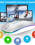 Wireless Bluetooth Maus, Wiederaufladbare Ultra Slim LED Funkmaus, Dual Mode 2,4