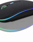 Wireless Bluetooth Maus, Wiederaufladbare Ultra Slim LED Funkmaus, Dual Mode 2,4