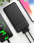 Power Bank 10000 mAh Power Bank mit 2x USB-Ausgang Schnell ladung+kabel Und LED