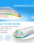 Wireless Bluetooth Maus, Wiederaufladbare Ultra Slim LED Funkmaus, Dual Mode 2,4
