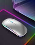 Wireless Bluetooth Maus, Wiederaufladbare Ultra Slim LED Funkmaus, Dual Mode 2,4