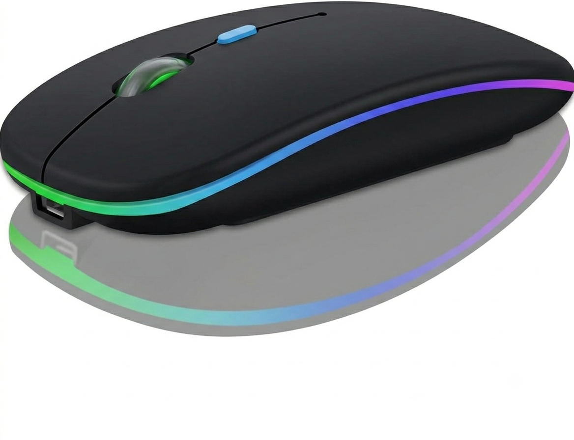 Wireless Bluetooth Maus, Wiederaufladbare Ultra Slim LED Funkmaus, Dual Mode 2,4