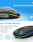 Wireless Bluetooth Maus, Wiederaufladbare Ultra Slim LED Funkmaus, Dual Mode 2,4