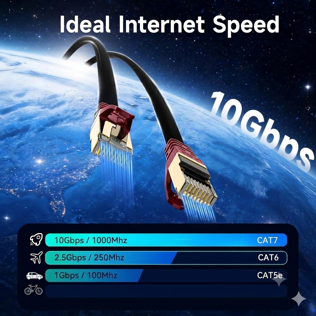 High Speed Cat 7 LAN Kabel 2M Ethernet RJ45 10Gbps 600MHz Netzwerk Kabel