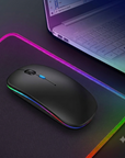 Wireless Bluetooth Maus, Wiederaufladbare Ultra Slim LED Funkmaus, Dual Mode 2,4
