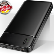 Power Bank 10000 mAh Power Bank mit 2x USB-Ausgang Schnell ladung+kabel Und LED